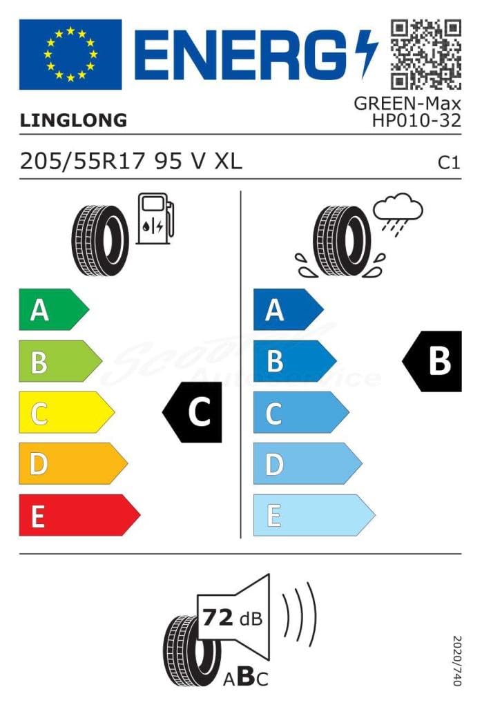 LINGLONG 6959954725467-205/55/R17 95 V - C/B/71 dB - Pneus d'été pour voiture