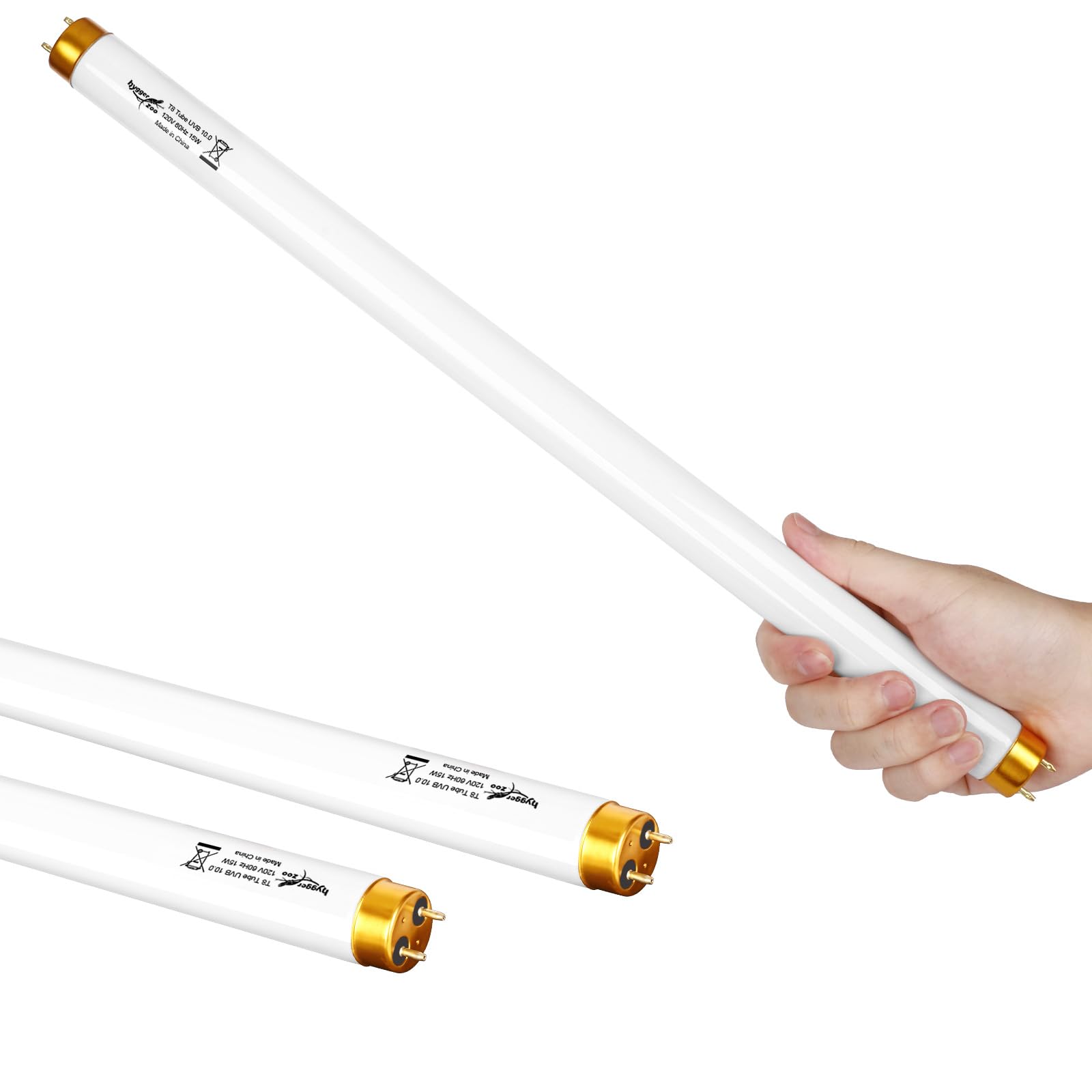 UVB Light for Reptiles Bearded Dragon, 3 Pack T8 UVB Reptile Light UVB Bulb 10.0 15W UVA UVB Reptile Light Bulb Terrarium Light Lamp Tube for Turtle Chameleon Leopard Gecko Snake Tank, 18 Inch