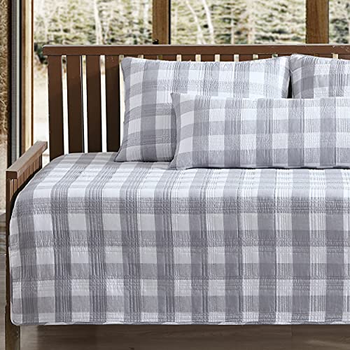 Eddie Bauer Home | Lakehouse Collection | Quilt Set - 100% Cotton, Reversible, Medium Weight Bedding With Matching Shams, Daybed, Grey #TOP3