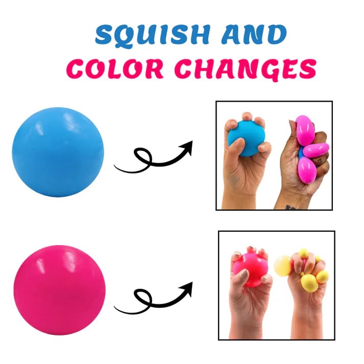 Image of SCOOBIES Mini Color Changing Ball (Pack of 1) Soft and Sticky Stress Relief Toy - Non-Toxic Rubber Sensory Ball for Kids & Adults | Color-Changing Fidget Fun | Vibrant Colors