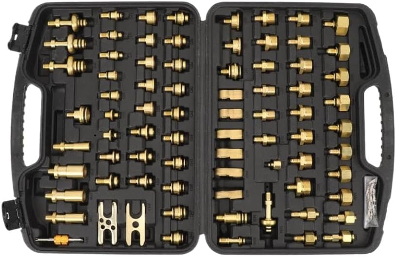 Automotive Air Conditioning Leak Test Kit Brass AC Leak Detection Tools Connector Repair Kit Compatible with Car Auto A C Compressor
