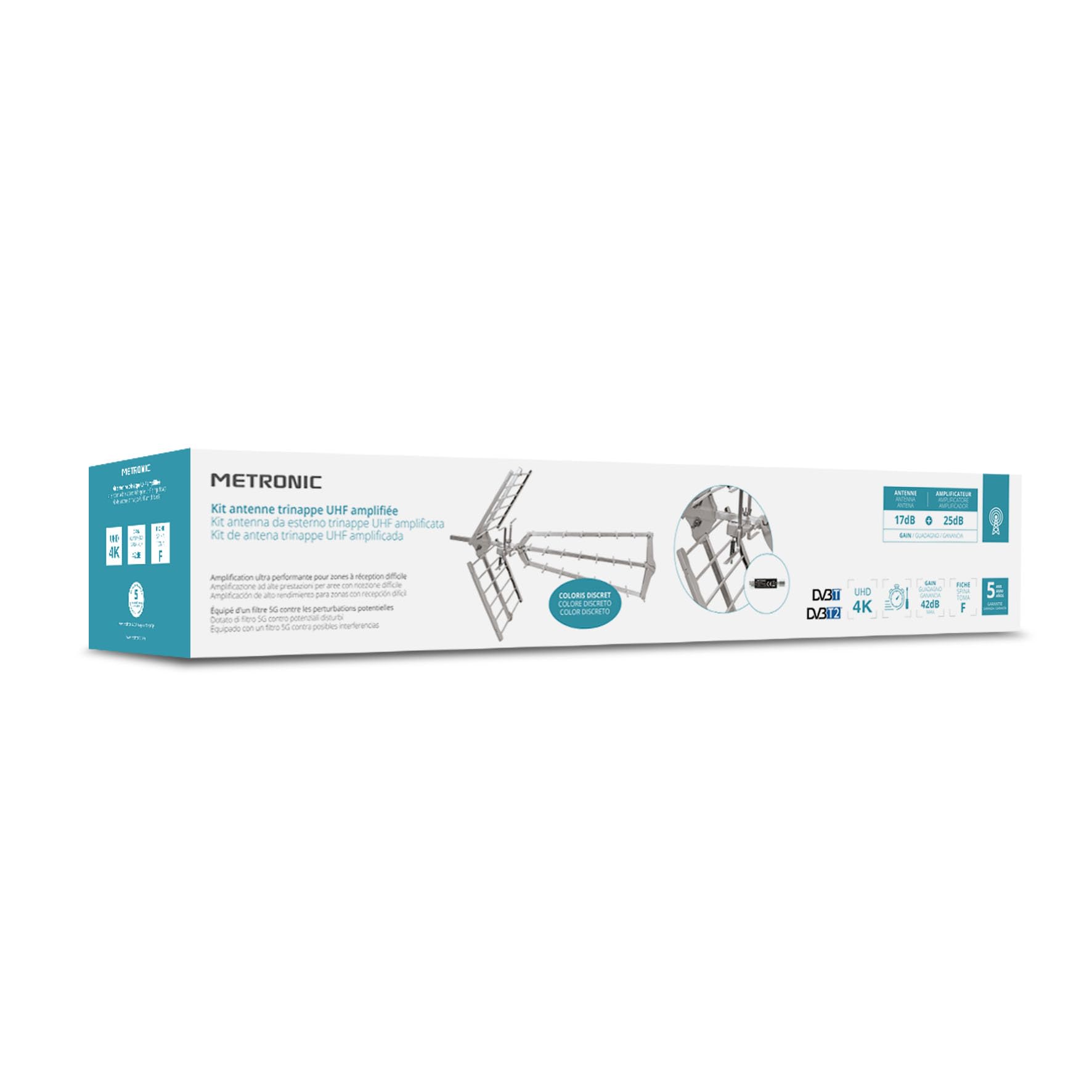METRONIC 415060 Antenna esterna UHF trinappe amplificata 42 dB