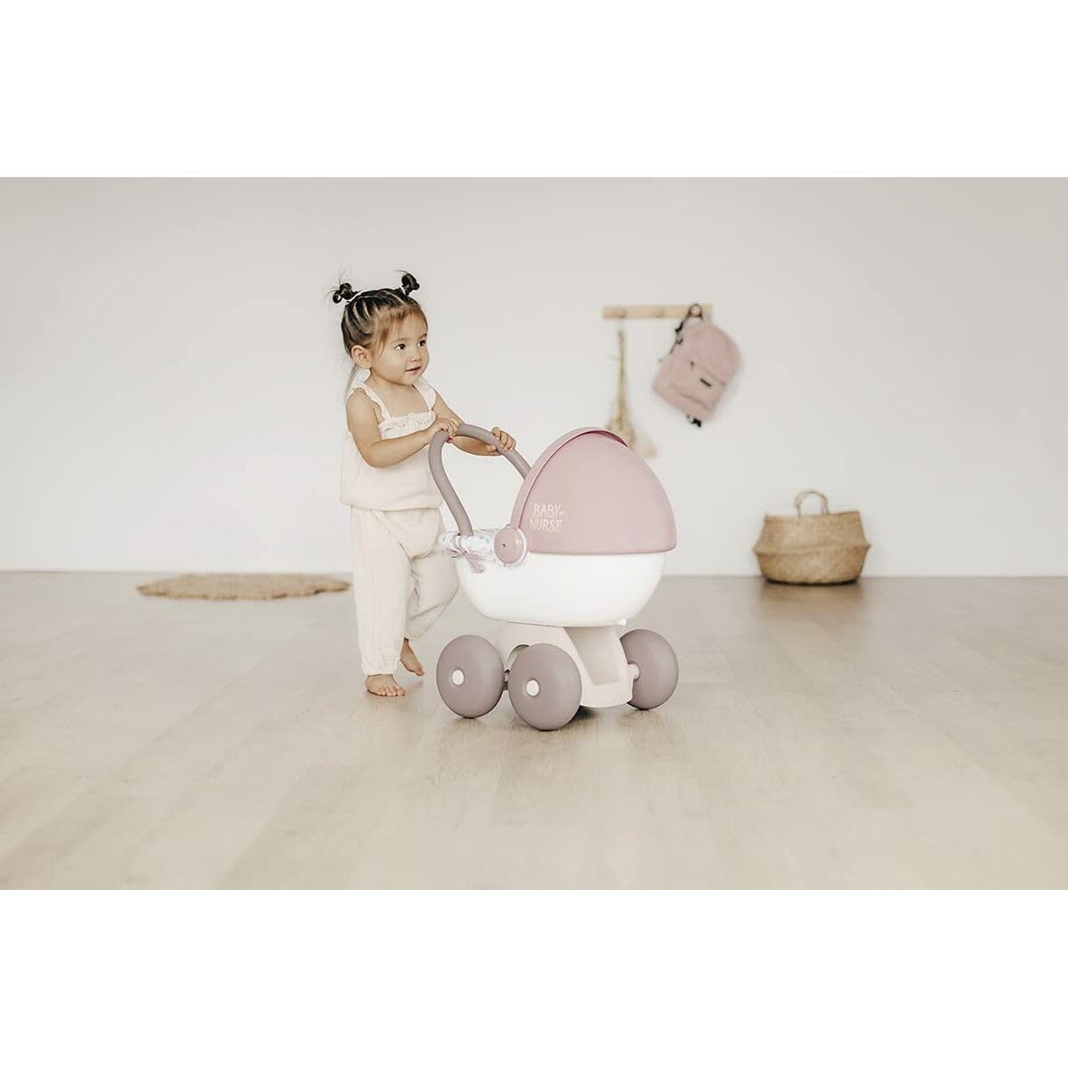Smoby - Baby Nurse Puppenwagen - kleiner Puppenwagen für dein Püppchen bis 42 cm, mit waschbarem Stoffbezug, für Kinder ab 18 Monaten