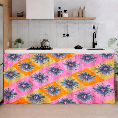 Image of Multipurpose Kitchen Sink Curtain | Under Sink Cabinet Cover Curtain | Waterproof Printed Kitchen Sink Curtain | Home & Kitchen Decor Curtain (Multi Flower, Pack of 1)
