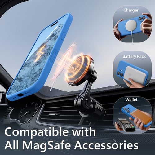 Image of FireNova Magnetic for iPhone 17 Case, Compatible with MagSafe, [Integrated Silicone Camera Control Button] [Camera Protection] Anti-Scratch Microfiber Lining Phone Case, 6.3 inch, Blue