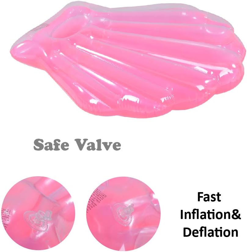 Seashell Pool Float 2 Pack, Summer Fun Inflatable Seashell Float for Kids, Pink Seashell Pool or Beach Toys of 42 Inches