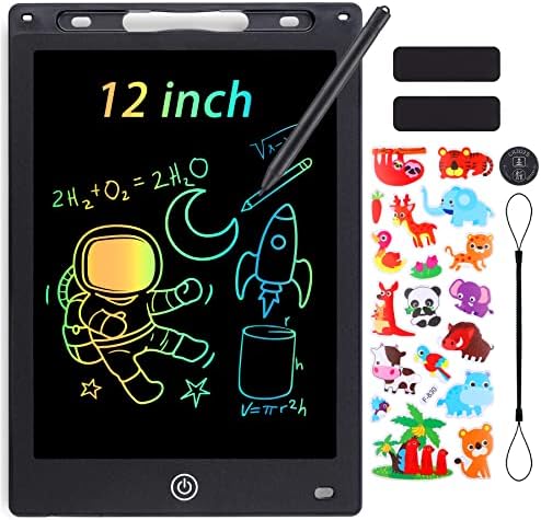 Sofore LCD Writing Tablet for Kids, 10 inch Colorful Screen Kids Drawing Board Doodle Pads Kid's Toys Birthday Present for 3 4 5 6 7 Girls Boys Learning Toys, Free Animal Cartoon Stickers (Black)