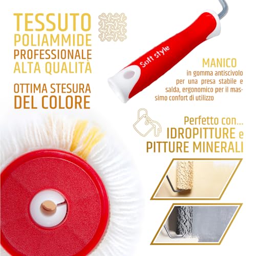 PENNELLIFICIO 2000 | Set Pittura Professionale Composto da Rullo, Asta in Alluminio e Retina in Metallo Scola-Rullo, per Pitture da Interni e Idropitture, Asta da 110 cm a 200 cm - 4