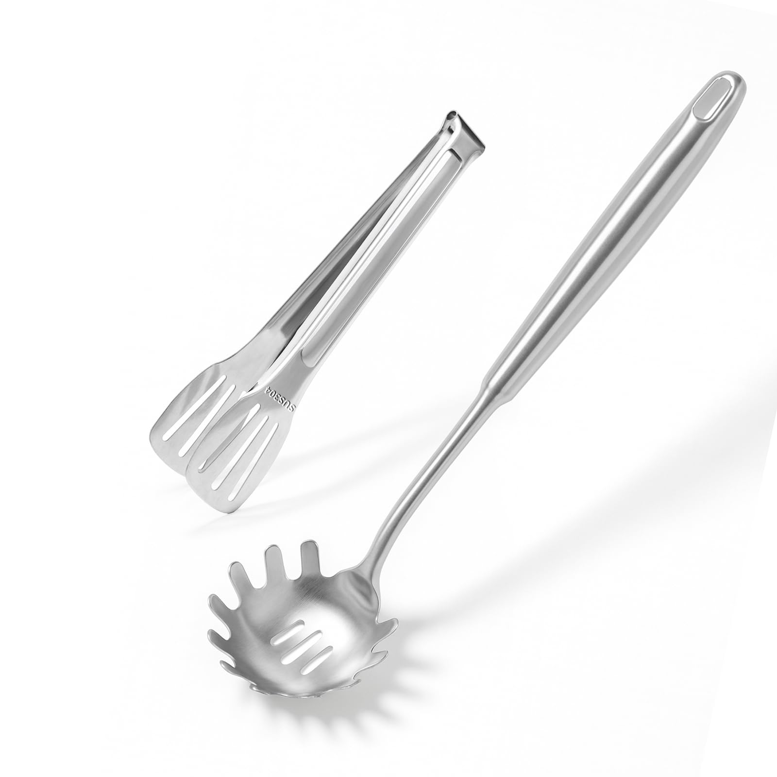 Newness 304 Stainless Steel Spaghetti Server with Teeth and Spaghetti Tong