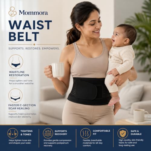 Image of 3-in-1 Post Pregnancy Abdominal Belt for Women - C-Section Abdomen Belt & Belly Wrap for After Delivery Recovery - Adjustable Postpartum Belt, Maternity Belt for Waist, Pelvis & Tummy Support (Free Size) (BLACK)
