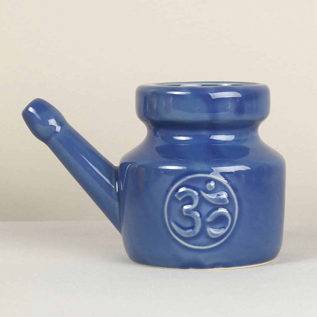 350Ml CéRamique Neti Pot Pot de Nettoyage de Nez Pot de Bec Anti-Fuite pour RinçAge Nasal Nez Lavage Femmes,Bleu