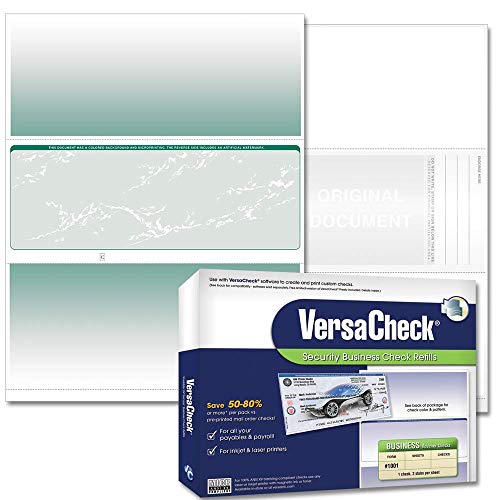 Cheques de negocio VersaCheck evite fraudes con el formulario de seguridad #1001 verde