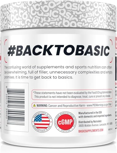Image of Basic Pre-Workout with 200mg Caffeine and 3000mg Citrulline for Energy, Focus, and Strength Support, No Beta-Alanine Tingles, Vegan, Gluten-Free, Sugar-Free