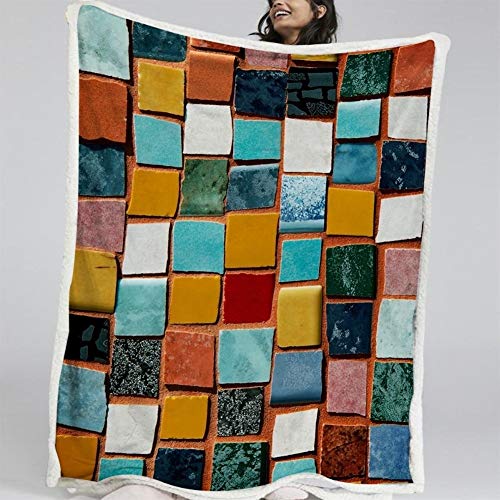 Blanket Stein Sherpa Wolldecke Gemauerten Wand Decke Natürliche Bettwäsche Plüsch Mikrofaser-Decke 3D Animal (Color : 4, Size : 150cmx200cm)