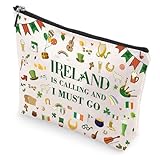 VeloKomo Ireland Gifts Makeup Bag - Irish Travel Essentials for Women Girls Friends Personalized Cosmetic Bags Trip Must Have Waterproof Traveling Toiletry Pouch Gift for Birthday Party Vacation