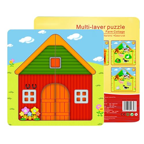 Puzzle y juego educativo multipisos de granja para motricidad fina
