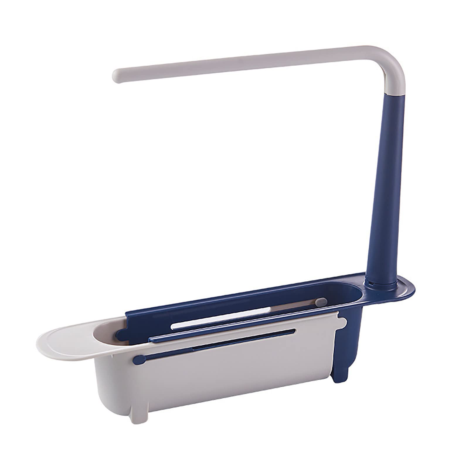 Buyaole Adjustable Sponge Soap Holder,Telescopic Sink Storage Rack, Telescopic Rack,Home Length Rack Holder,Adjustable Holder (Blue), 32x6x27cm/12.5x2.5x10.6 inches