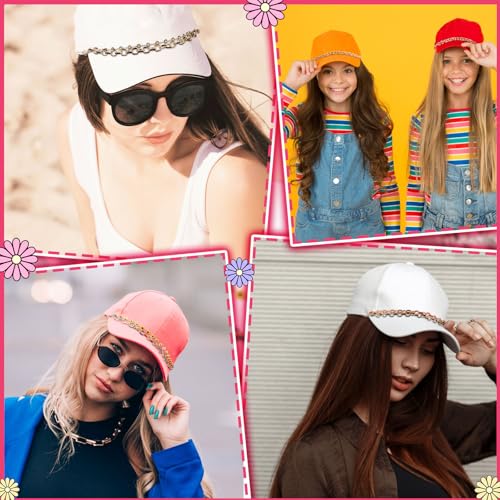 Image of Geyoga 9 Pcs Trucker Hat Chains Trucker Hat Charms Women Man Bill Decoration Detachable DIY Metal Chain for Mesh Baseball Cap(Multicolor,Flower)