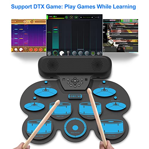 Dausroob BLUEDRUM-2023 Electronic Drum Set Potable Drum Set Volume Control Electric Drum Set Midi Drum Pad thumb #1