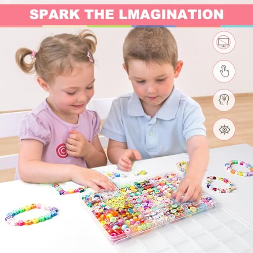 Redtwo-660PCS-Polymer-Clay-Beads-Bracelet-Making-kit-24-Style-Cute-Fun-Clay-Beads-Clay-Bead-Charms-for-Jewelry-Necklace-Earring-Making-DIY-Bracelet-Making-Accessories-for-Kids-Girls-Age-6-13