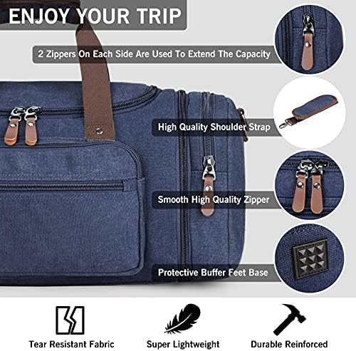 50L Travel Duffel Bags for Men Canvas Weekender Bag Overnight Carry on Bag (Blue) 3 50L Travel Duffel Bags for Men Canvas Weekender Bag Overnight Carry on Bag (Blue)