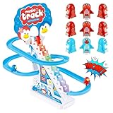 ZEICO Penguin Slide Toy Set – Stair Climbing Roller Coaster with Sliding Tracks, 9 Racing Penguins & 3 Switch – Lights, Music & Quiet Mode – Educational Playset for Kids Toddlers Boys & Girls