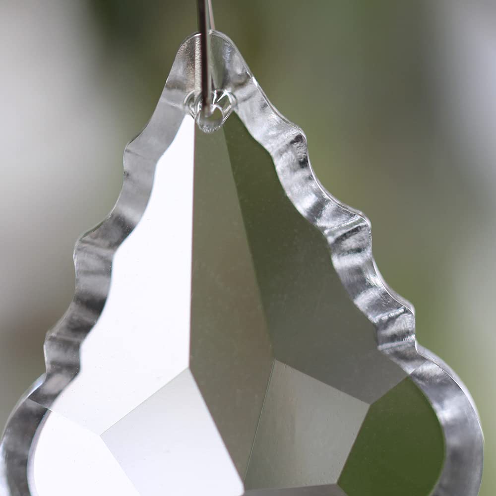 Wiszące kryształy, pryzmaty, przezroczyste łapacze słońca, 38 mm-100 mm, kryształowa lampa z liśćmi klonu, krople, szklany żyrandol, wiszące wisiorki, kryształy do dekoracji (89 mm, 6 szt.)