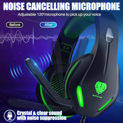 Image of Gaming Headset with Microphone for Xbox PS5 PS4 PC - 3.5mm Jack Wired Headphones with Noise Cancelling Mic & LED - 50mm Audio Drivers & Soft Earpads