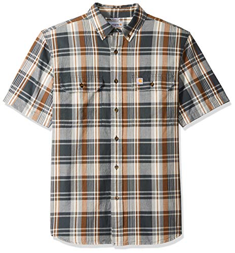 Carhartt Men's Fort Plaid Short Sleeve Shirt, 029-Shadow, Large