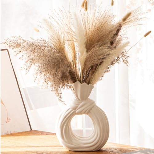 Keramik Vase Minimalismus-Sti Modern Boho Blumenvase Deko für Kamin, Tisch, Wohnzimmer, Zuhause Bücherregal