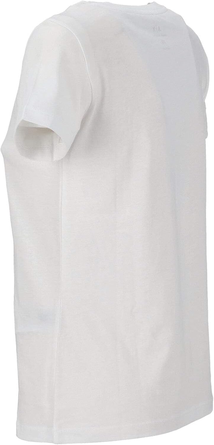 Armani Exchange Women's Crewneck Regular Fit Rhinestone and Metallic Logo Tee, Optic White, Medium - Image 3