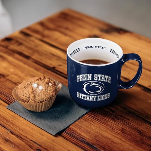 Image of Logo Brands NCAA Penn State Nittany Lions 15 oz Stripe Coffee Mug - Vintage Team Logo, Inside Print & Stripes, Microwave & Dishwasher Safe- Great Gift For Fans & Alumni