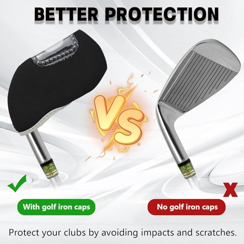 Golfschlägerhauben mit durchsichtigem Fenster, klare sichtbare Kopfbedeckungen, Golfzubehör für Putter, Golfanfänger, Damen und Herren, 10 Stück (schwarz)
