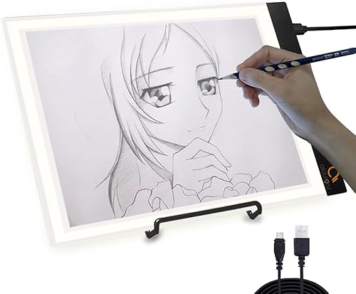 AIAURORA Tablero de copia LED A4, tablero de dibujo de trazado de luz, ultrafino y ajustable USB, almohadilla de trazo LED para dibujo de tatuajes,