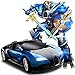 PFTHDE Cadeau Voiture télécommandée 34CM déformation Bugatti 2.4Ghz Style Veyron télécommande Voiture Rechargeable avec Parler à la dérive One Touch Transform Autobot Robot Sound FX Lights