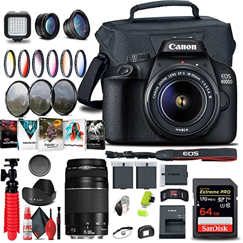 Canon EOS 4000D Cámara DSLR con Lentes y Accesorios