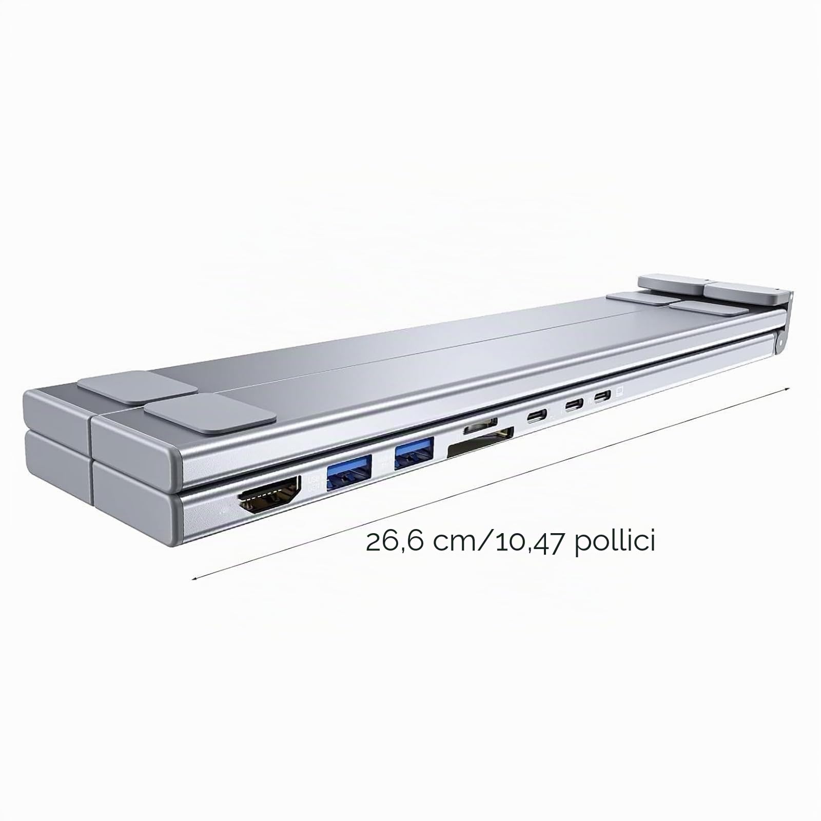 Civilized 8-in-1 USB-C Laptop Stand, USB C Laptop Docking Station, Hub 8 in 1 in alluminio con supporto regolabile per laptop, supporto pieghevole per tablet, Plug and Play per casa ufficio