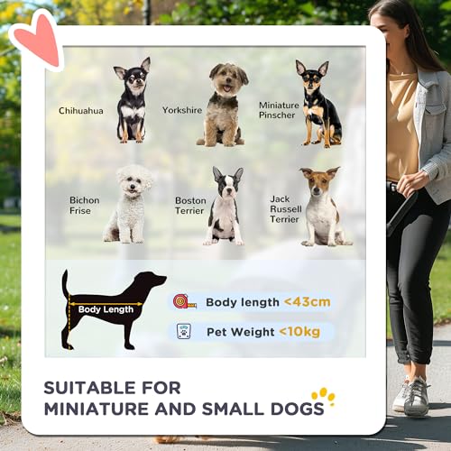 PawHut Dog Stroller, Pet Stroller, Foldable Dog Cat Travel Pushchair with Reversible Handle, EVA Wheels, Brake, Basket, Adjustable Canopy, Safety Leash, for Small Dogs, Light Brown - Image 5