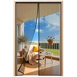 HALIDOOR Moustiquaire Porte Fenêtre 165x205cm, Rideau Anti Moustique Noir, Fermeture Automatique, Sans Perçage, Idéale pour Balcon, Chambre