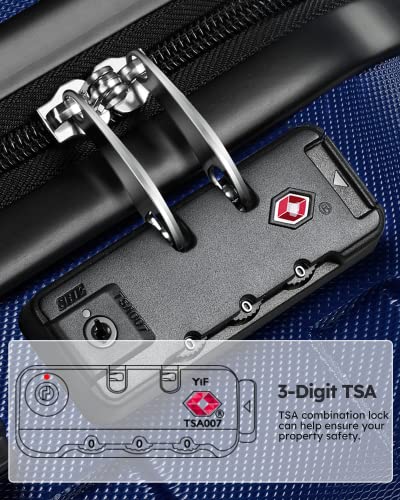 Image of Suitour Luggage 3 Piece Sets Hard Shell Luggage Set Spinner Wheels, TSA Lock, 20 24 28 inch Travel Suitcase Sets, Dark Blue