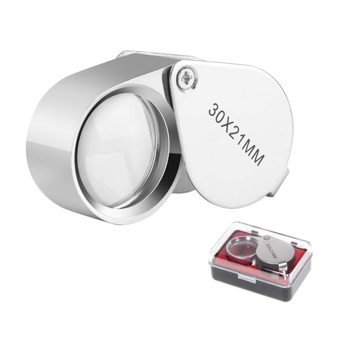 Generic Jewelers Loupe Magnifier Pocket Foldable Jewelry Eye Magnifying Glass Magnifier for Jewelers Gems Diamonds Plants Coins Stamps Antiques, Silver, NEWZ5345