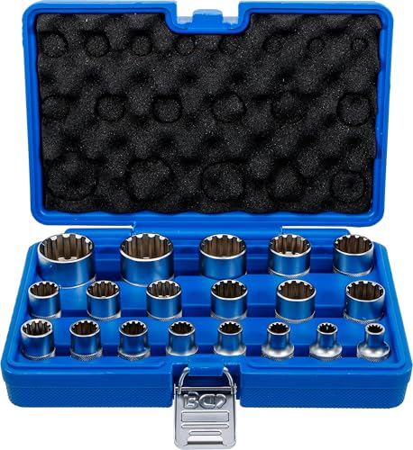 BGS 2152 | Steckschlüssel-Einsatz-Satz Gear Lock | 19-tlg. | 12,5 mm (1/2) | E-Profil / Zollgrößen | CV-Stahl