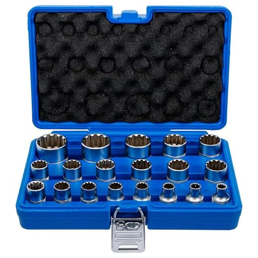 BGS 2152 | Steckschlüssel-Einsatz-Satz Gear Lock | 19-tlg. | 12,5 mm (1/2") | E-Profil / Zollgrößen | CV-Stahl