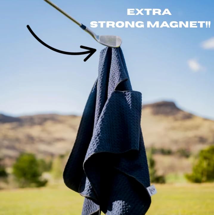 Pins & Aces Magnetic Premium Tour Towel - Lightweight and Absorbant Microfiber - Rubberized Magnet for Golf Carts or Golf Clubs - Won't Damage Clubs. 39" L x 15" W Golfing Gear (Grape) - Image 4