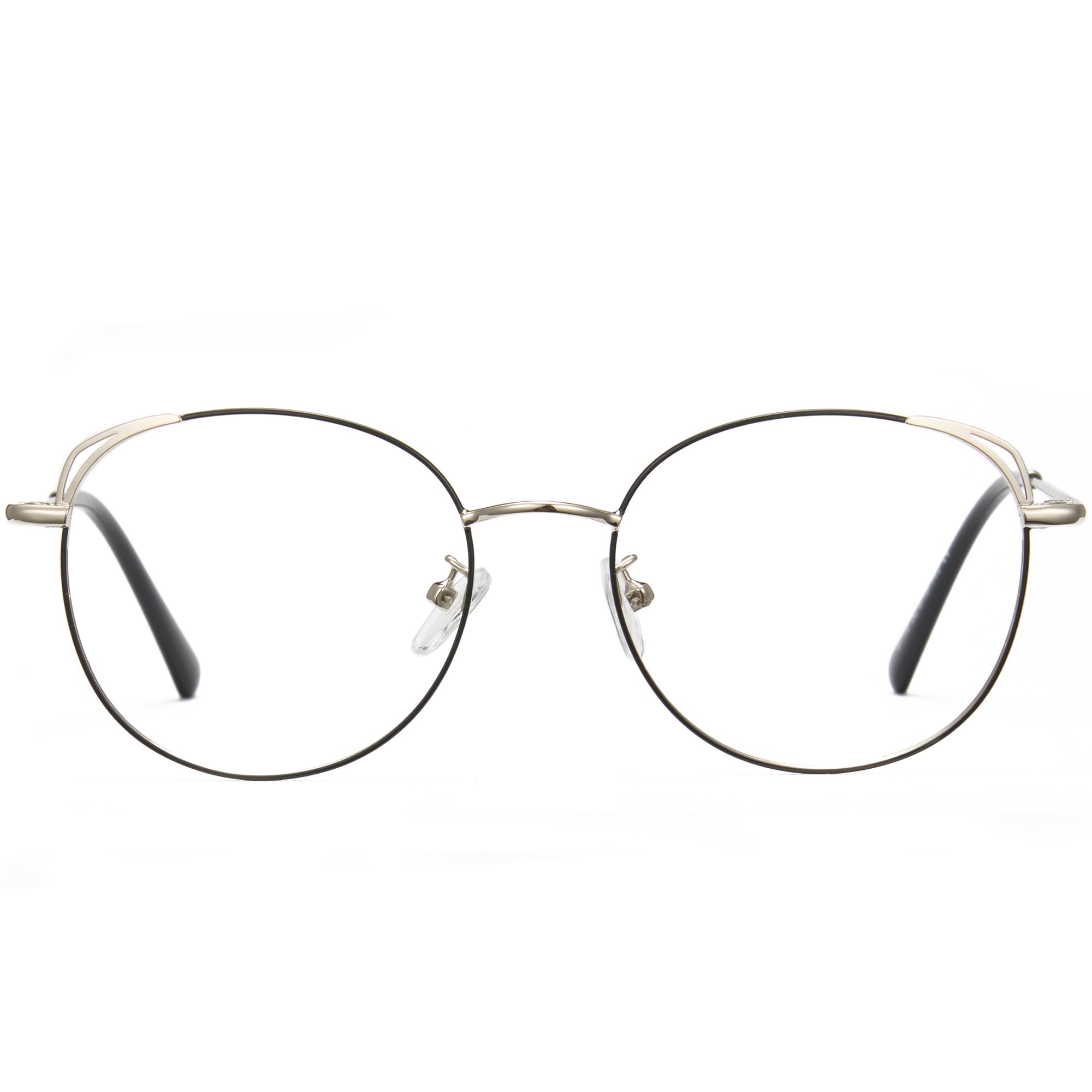 CyxusRound Blue Light Blocking Glasses Metal Frame UV Filtering Computer Glasses Clear Lens For Men Women 8168