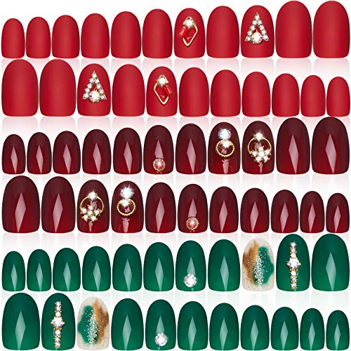 72 Pieces 3 Boxes False Nails Short Oval Press on Nails with Rhinestones Artificial Nail Tips Glossy Short Fake Nails Full Cover False Nails for DIY Nail Art Salon (Nice Pattern)