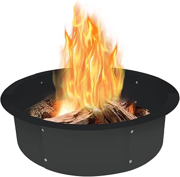 Koutemie Outdoor Fire Pit Ring Liner 35-Inch Outer/31-Inch Inner Diameter, Heavy Duty Solid Metal Steel Round Firepit Rim Insert for Outside DIY Campfire Above or In-Ground, Black KTM-FPR-31 INCH