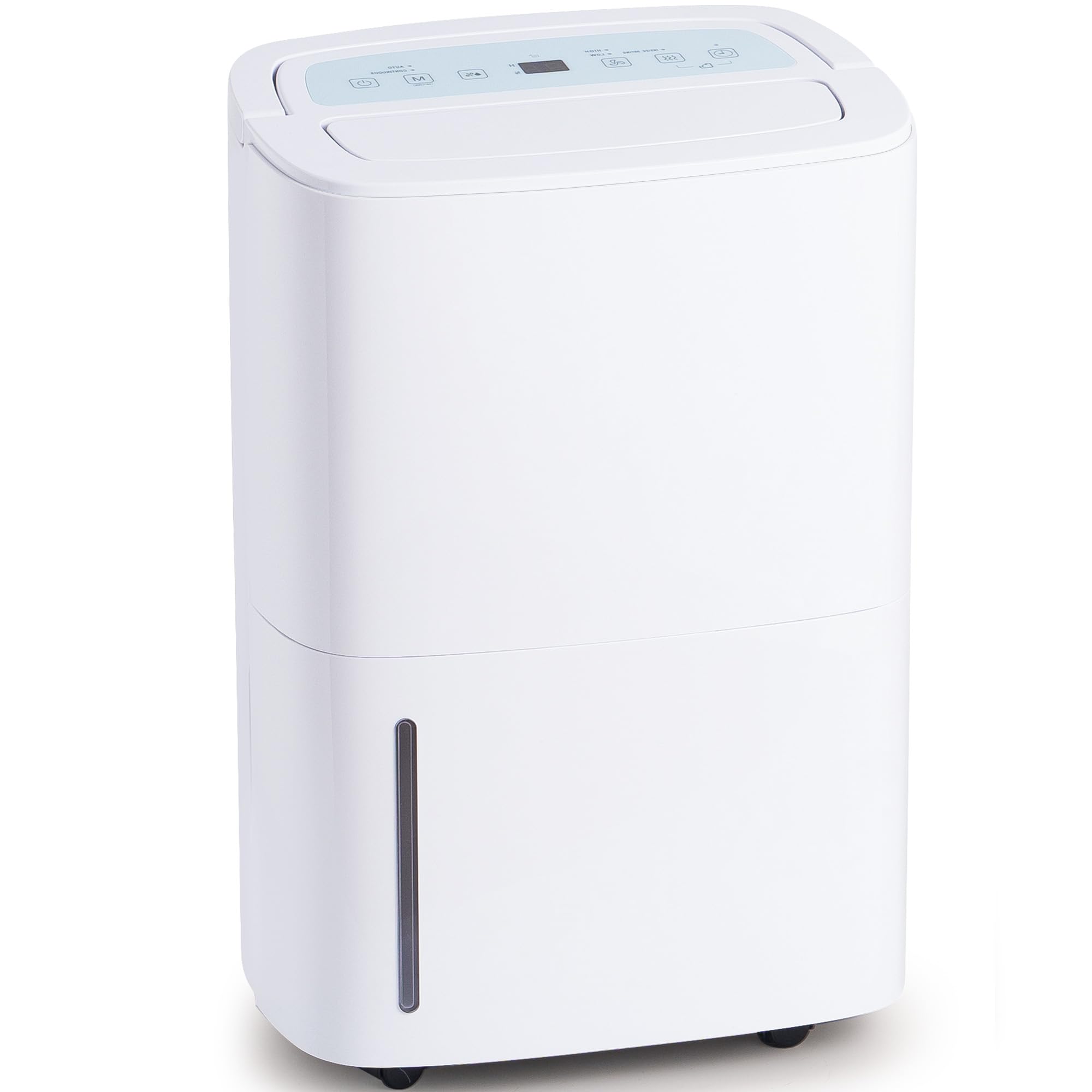 Megonia Deshumidificador Eléctrico Portátil 70L/Día: Silencioso 40dB con Depósito 5L y Tubo Desagüe 2m｜Control Humedad Inteligente｜Modos Auto/Temporizador para Habitación/Sótano/Lavandería hasta 150m²