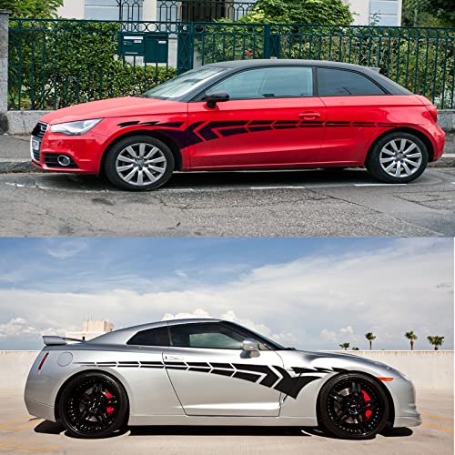 Fochutech 1 Set Car Auto Body Sticker Sport Self-Adhesive Side Truck Vinyl Graphics Decals Flame Car Stickers Plaid Car Stripes Vinyl Decals (Black) #TOP4