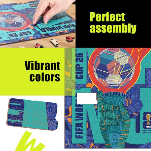 Image of FIFA World Cup 2026 City Puzzle NYNJ Poster - Wooden Puzzle for Adult, 200 Pieces Unique Shape Puzzle, 5MM Thick, Creative Collectible Gift for Fans, Officially Licensed Product, 9.3x11.8''